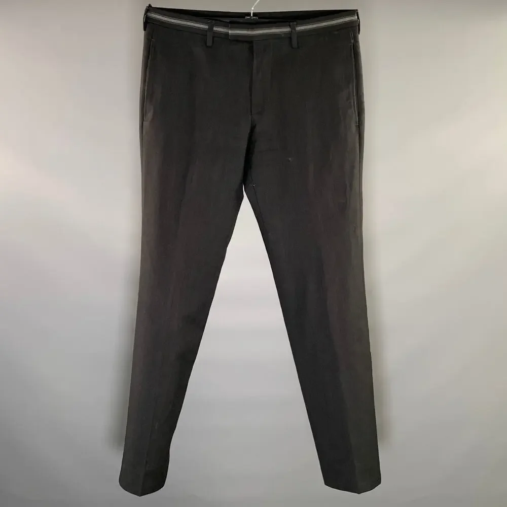 GUCCI Size 36 Black Grey Stripe Viscose Flat Front Dress Pants
